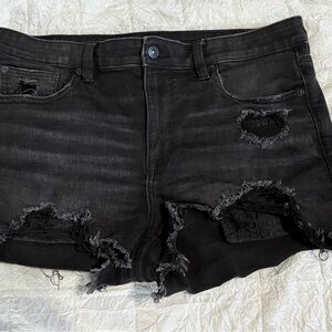 American Eagle Outfitters Black Distressed Jean Shorties
